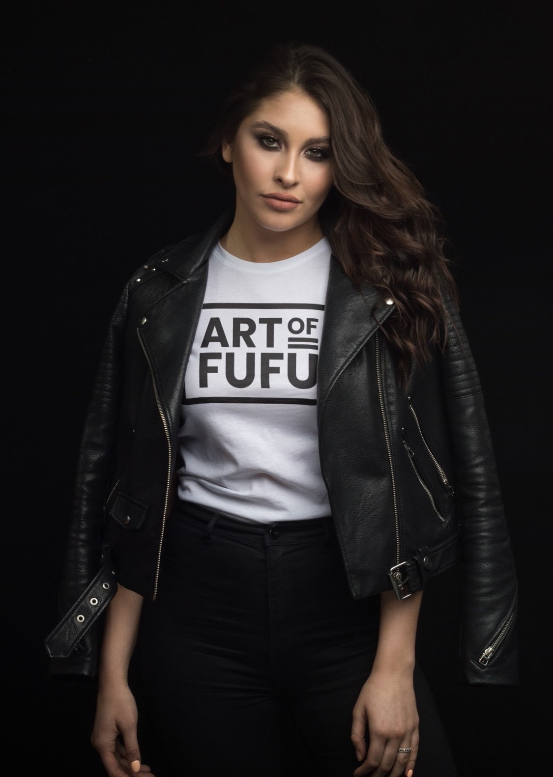 Art of Fufu Black Logo on a white t-shirt